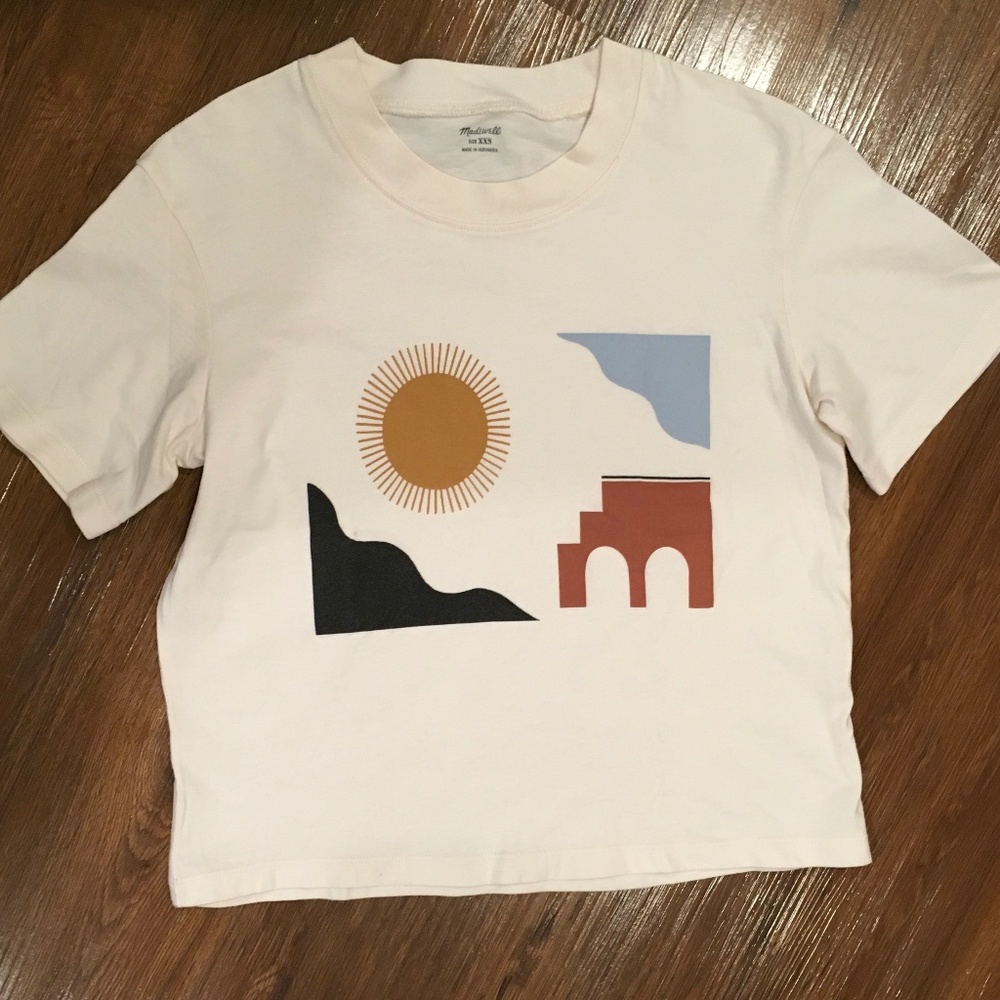 Madewell Barcelona Graphic Tee XXS Oversize Crop